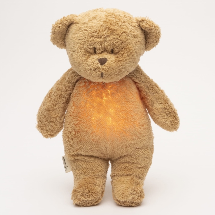 Moonie - Snuggle buddy melodialla ja valolla pieni karhu 2.0 organic cappuccino