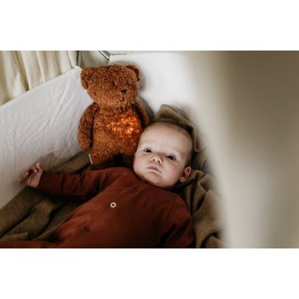 Moonie - Snuggle buddy melodialla ja valolla pieni karhu 2.0 organic caramel