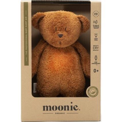 Moonie - Snuggle buddy melodialla ja valolla pieni karhu 2.0 organic caramel