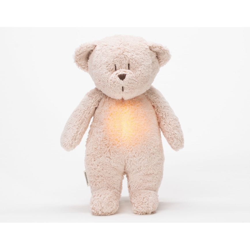 Moonie - Snuggle buddy melodialla ja valolla pieni karhu 2.0 organic ruusu