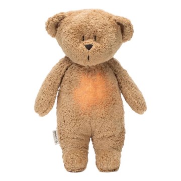 Moonie - Snuggle buddy melodialla ja valolla pieni karhu orgaaninen cappuccino natur