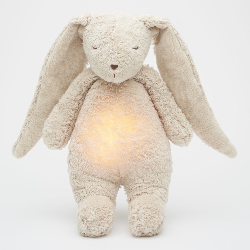 Moonie - Snuggle buddy melodialla ja valolla pupu 2.0 organic Hiekka