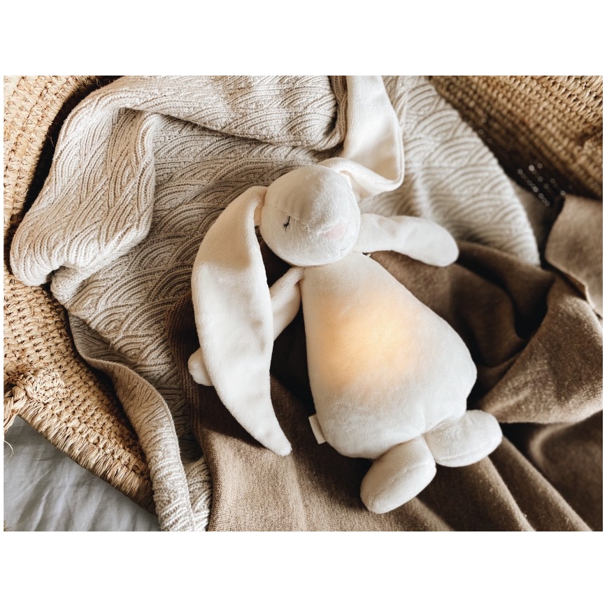 Moonie - Snuggle buddy melodialla ja valolla pupu 2.0 organic Hiekka