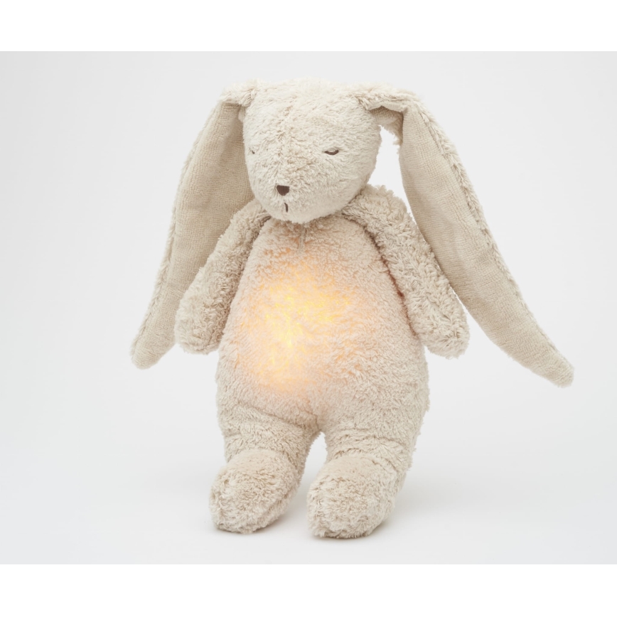 Moonie - Snuggle buddy melodialla ja valolla pupu 2.0 organic Hiekka