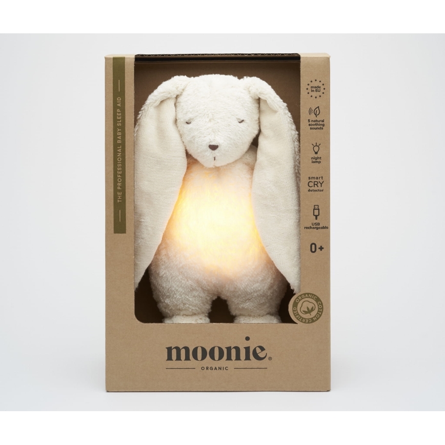 Moonie - Snuggle buddy melodialla ja valolla pupu 2.0 organic polar