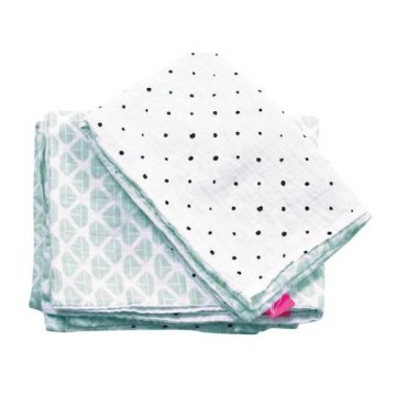 MOTHERHOOD - Puuvillaiset musliiniliinavaatteet vauvansängyille Pro-Washed 2-osainen sininen