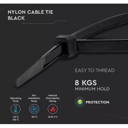 Muovinen taittohihna 2,5x100mm 100kpl musta