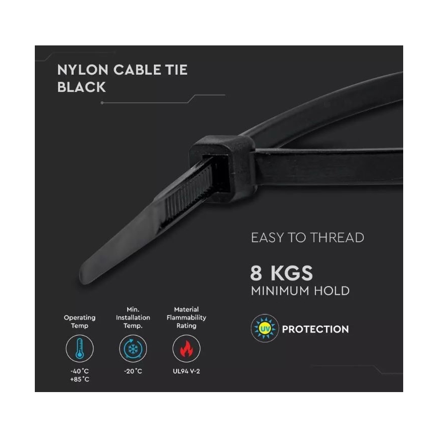 Muovinen taittohihna 2,5x100mm 100kpl musta