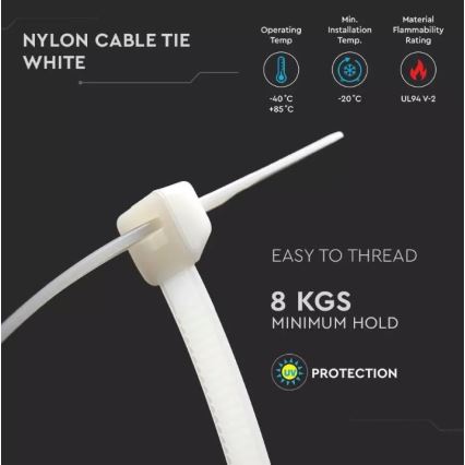 Muovinen taittohihna 2,5x100mm 100kpl valkoinen
