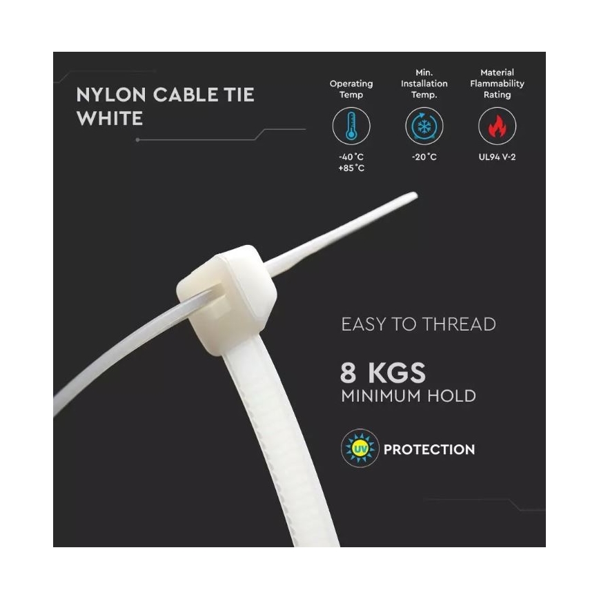 Muovinen taittohihna 2,5x100mm 100kpl valkoinen