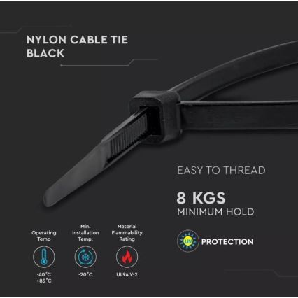 Muovinen taittohihna 2,5x150mm 100kpl musta