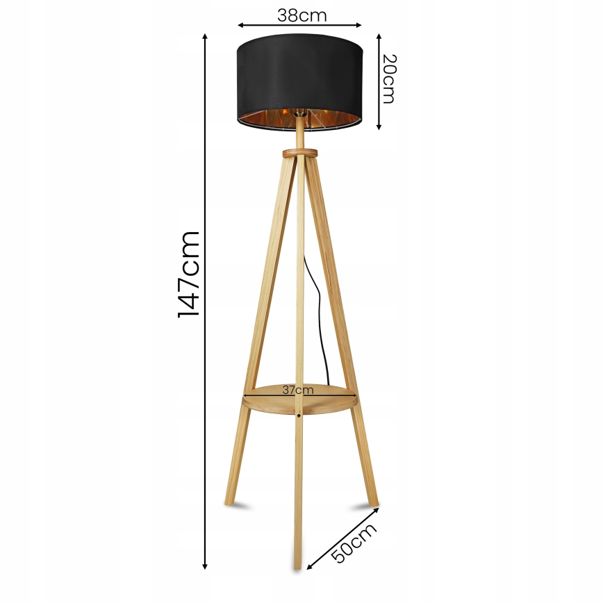 Musta lattiavalaisin 1xE27/40W/230V