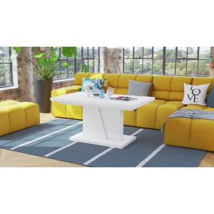 Muunneltava sohvapöytä/ruokapöytä NINO, nostettavalla pöytälevyllä, valkoinen