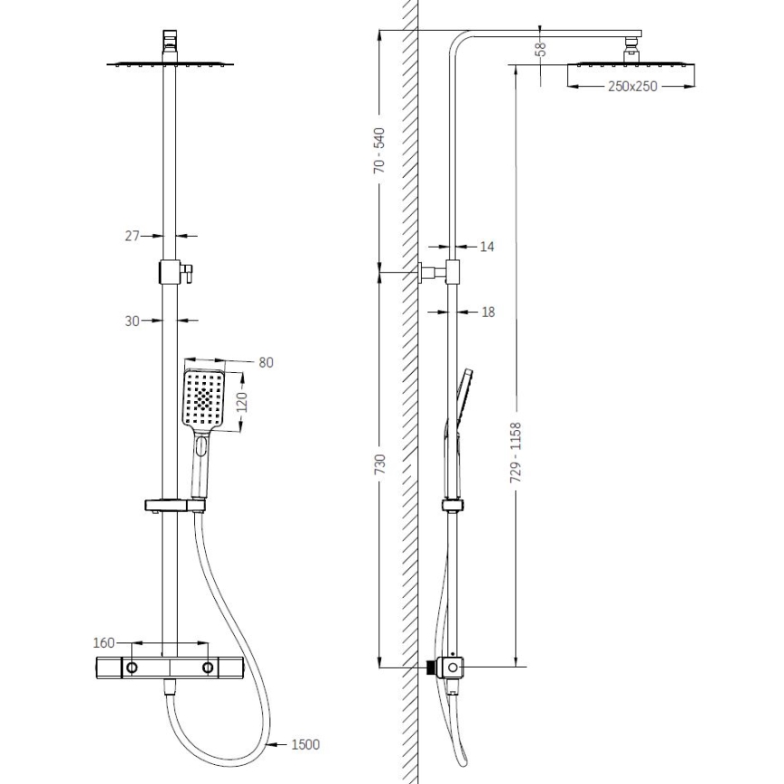 NAESBY termostaattinen suihkusarja, kiiltävä kromi