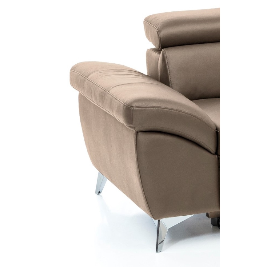 Nahkainen kulmasohva L-mallinen SALERNO II, oikea, ruskea, vuodesohva