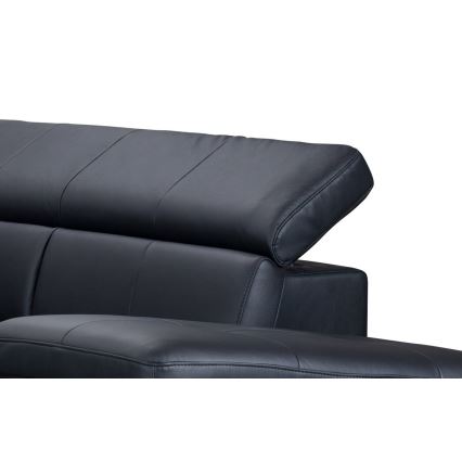 Nahkainen kulmasohva L-mallinen SALERNO II oikea musta, avattava
