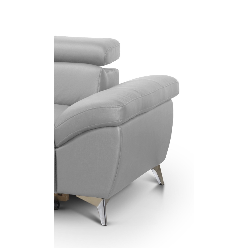 Nahkainen kulmasohva L-mallinen SALERNO II vasen harmaa