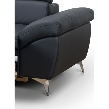 Nahkainen kulmasohva L-mallinen SALERNO II vasen musta, avattava