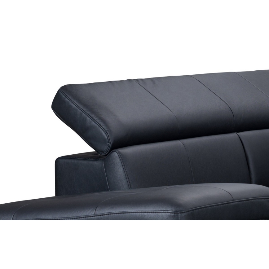 Nahkainen kulmasohva L-mallinen SALERNO II vasen musta, avattava