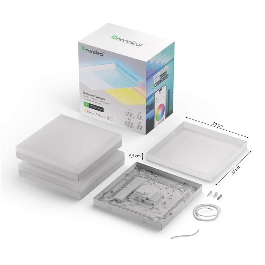 Nanoleaf - SETTI 3x LED RGBW himennettävät kattovalaisimet SKYLIGHT LED/18W/230V + 2xLED/16W/230V 2700-6500K Wi-Fi