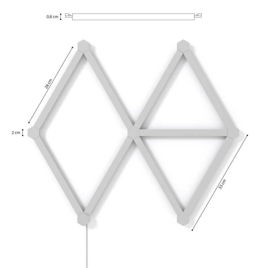 Nanoleaf - SETTI 9x LED RGBW Himmennettävä kisko LINES LED/2W/230V 1200-6000K Wi-Fi