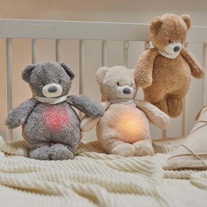 Nattou - Snuggle buddy melodialla ja valolla SLEEPY BEAR 4in1 harmaa