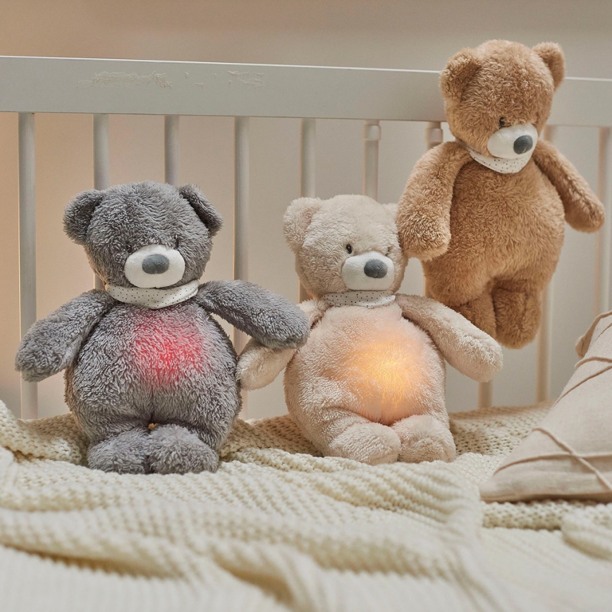 Nattou - Snuggle buddy melodialla ja valolla SLEEPY BEAR 4in1 harmaa