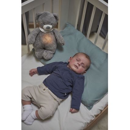 Nattou - Snuggle buddy melodialla ja valolla SLEEPY BEAR 4in1 harmaa