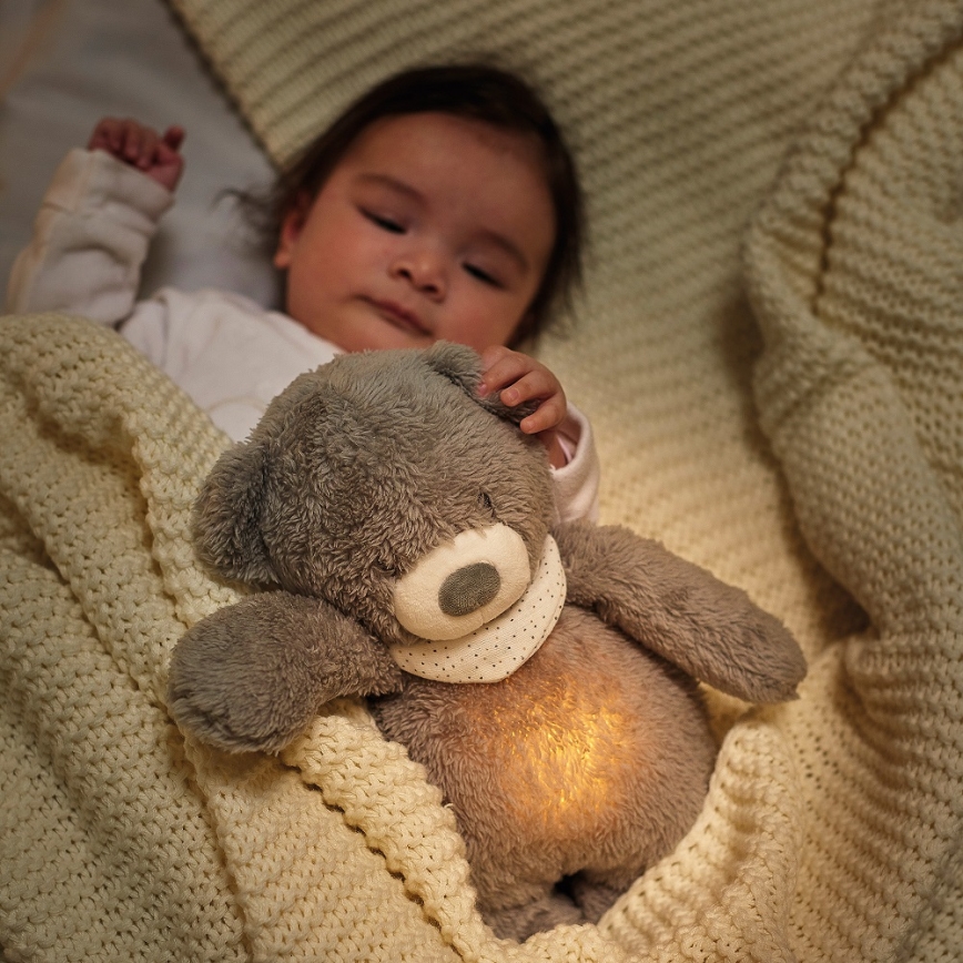 Nattou - Snuggle buddy melodialla ja valolla SLEEPY BEAR 4in1 harmaa