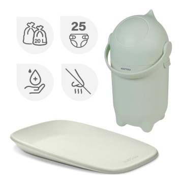 Nattou - Vaipparoskis ja hoitoalusta SOFTY 50x70 cm vihreä