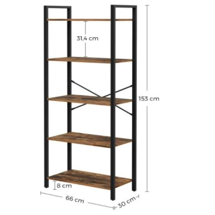 NAVARO-kirjahylly, ruskea/musta