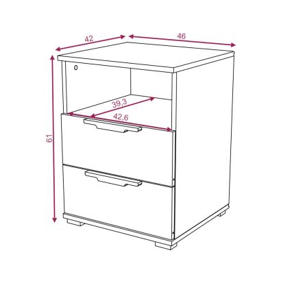 NED-yöpöytä, valkoinen
