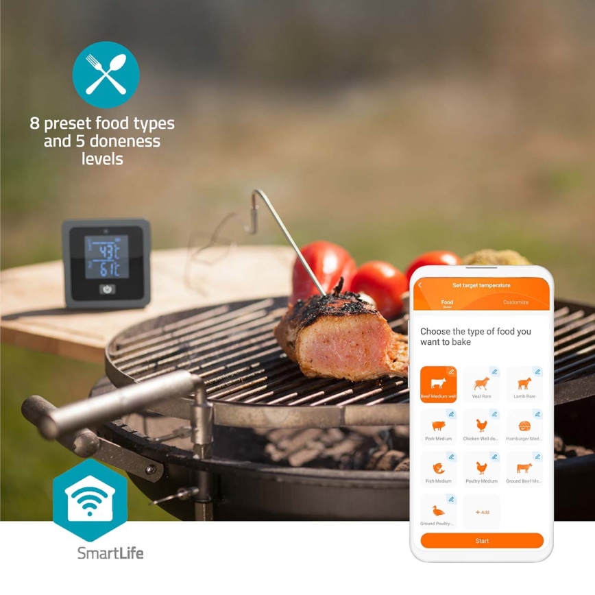 SmartLife älykäs digitaalinen lihalämpömittari LCD-näytöllä 0-300 °C 2xAAA
