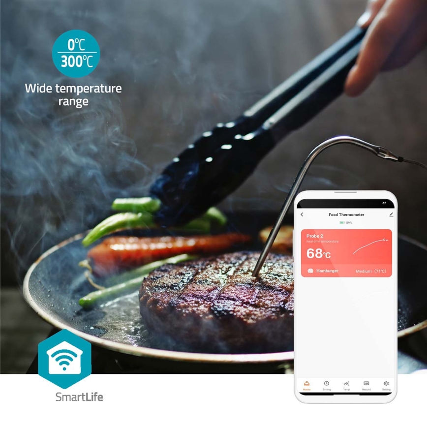 SmartLife älykäs digitaalinen lihalämpömittari LCD-näytöllä 0-300 °C 2xAAA