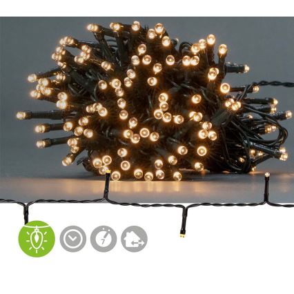 LED-ulkoketju 192xLED/7 toimintoa/3xAA 14,9 m IP44 lämmin valkoinen