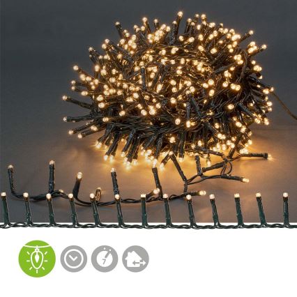 LED-ulkoketju 400xLED/7 toimintoa 11m IP44 lämmin valkoinen