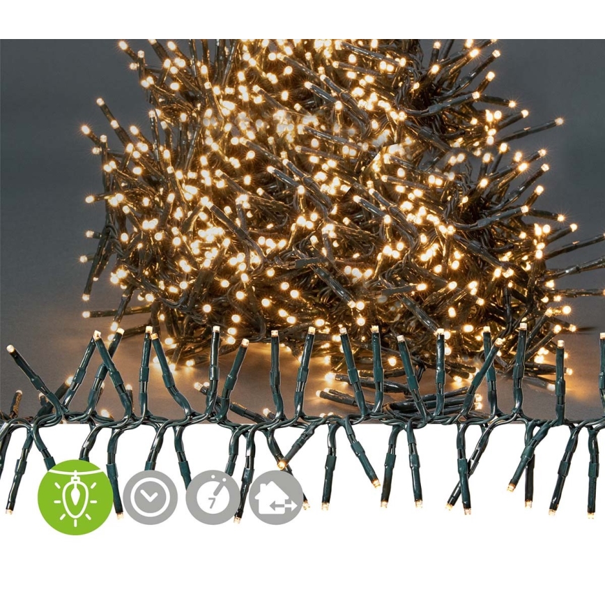 LED-ulkojouluvalosarja 1512 LEDiä / 7 toimintoa 14 m IP44 lämmin valkoinen