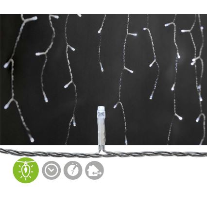 LED-ulkovaloverho 180xLED/7 toimintoa 10,9 m IP44 kylmänvalkoinen