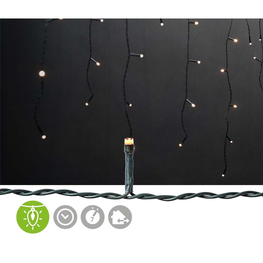 LED ulkokäyttöön tarkoitettu jouluvaloverho 360 x LED / 7 toimintoa 14 m IP44 lämmin valkoinen