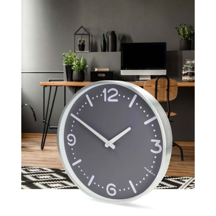 Seinäkello, halkaisija 30,5 cm, 1xAA, mattakromi