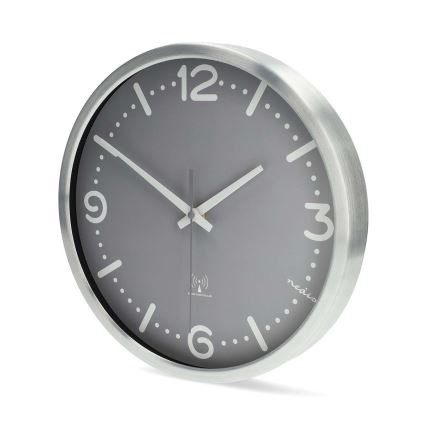 Seinäkello Ø 30,5 cm 1xAA mattakromi/harmaa