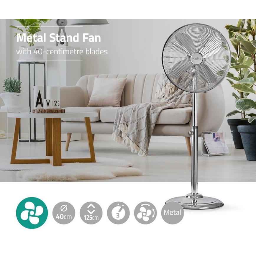 Seisova tuuletin 50W/230V kiiltävä kromi