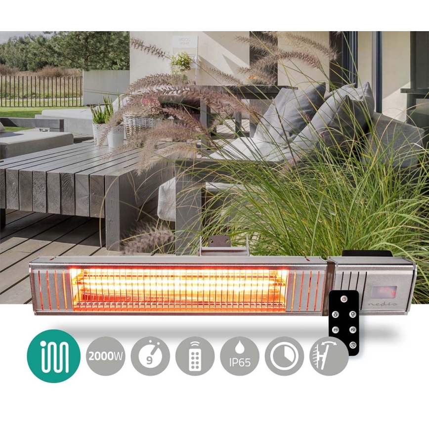 Ulkotila sähköinen lämmityselementti 2000W/230V IP65 + kauko-ohjaus