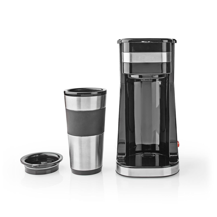 Yhden kupin kahvinkeitin 0,4 l, mukana kätevä matkamuki
