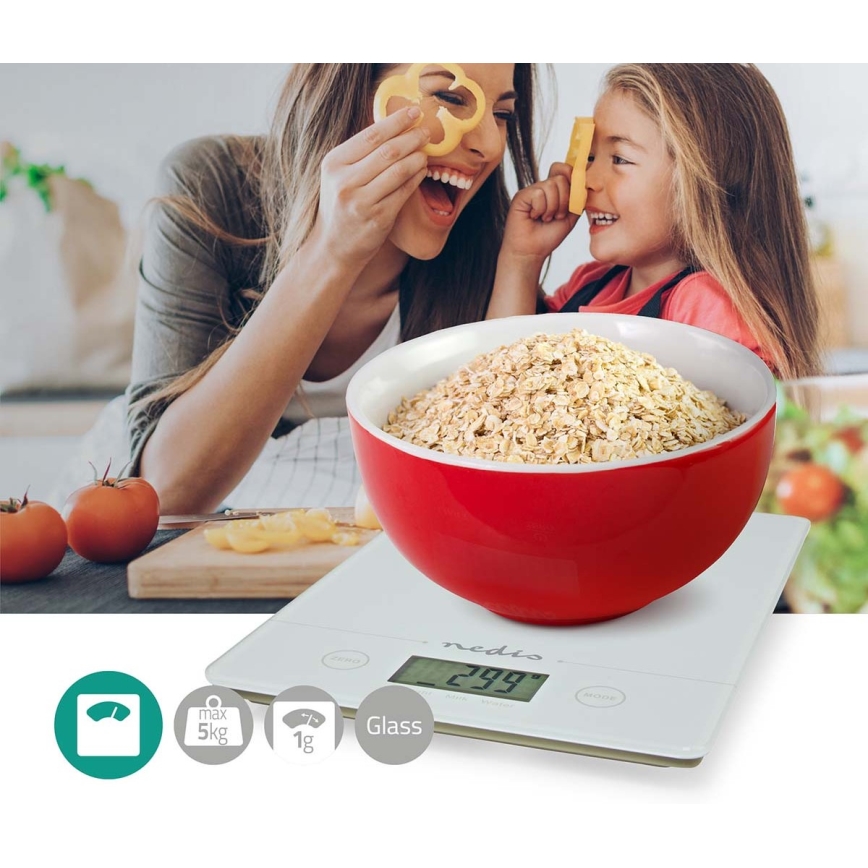 Digitaalinen keittiövaaka 1xCR2032 valkoinen