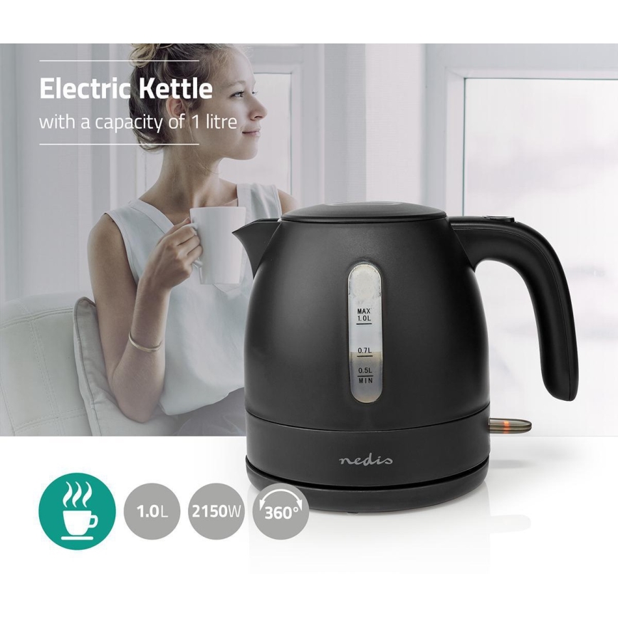 Vedenkeitin 1L 2150W/230V musta