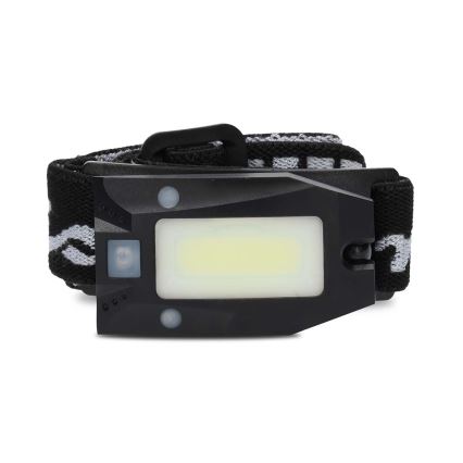 LED himmennettävä ladattava otsalamppu liiketunnistimella LED/5V 500 mAh IPX4 musta