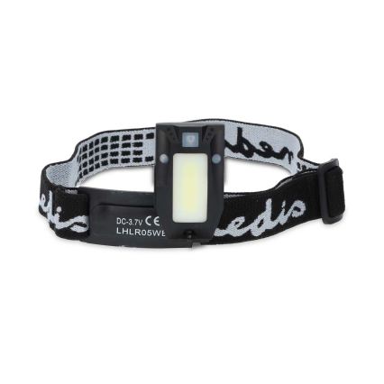 LED himmennettävä ladattava otsalamppu liiketunnistimella LED/5V 500 mAh IPX4 musta