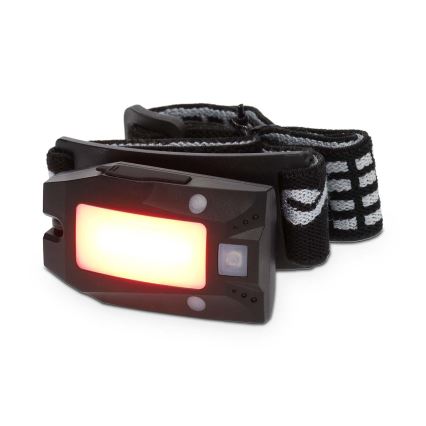 LED himmennettävä ladattava otsalamppu liiketunnistimella LED/5V 500 mAh IPX4 musta