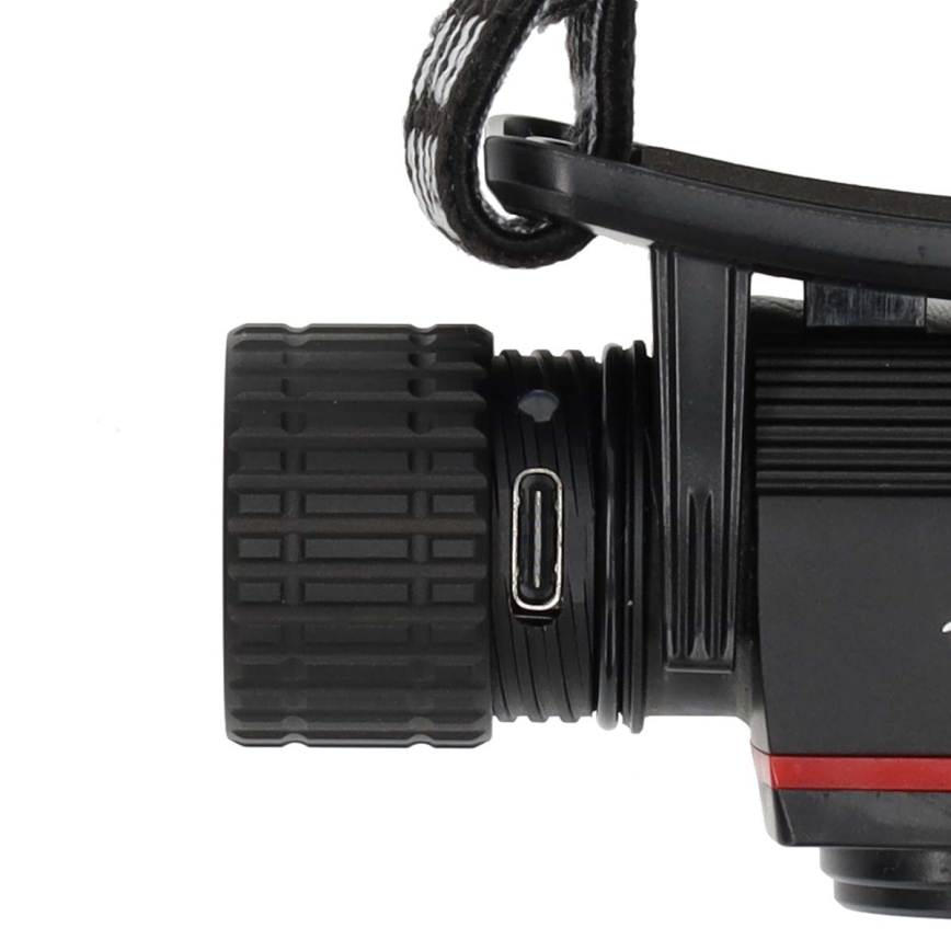 Himmennettävä ladattava alumiininen LED-otsalamppu 10W/5V 2200 mAh IPX8 musta